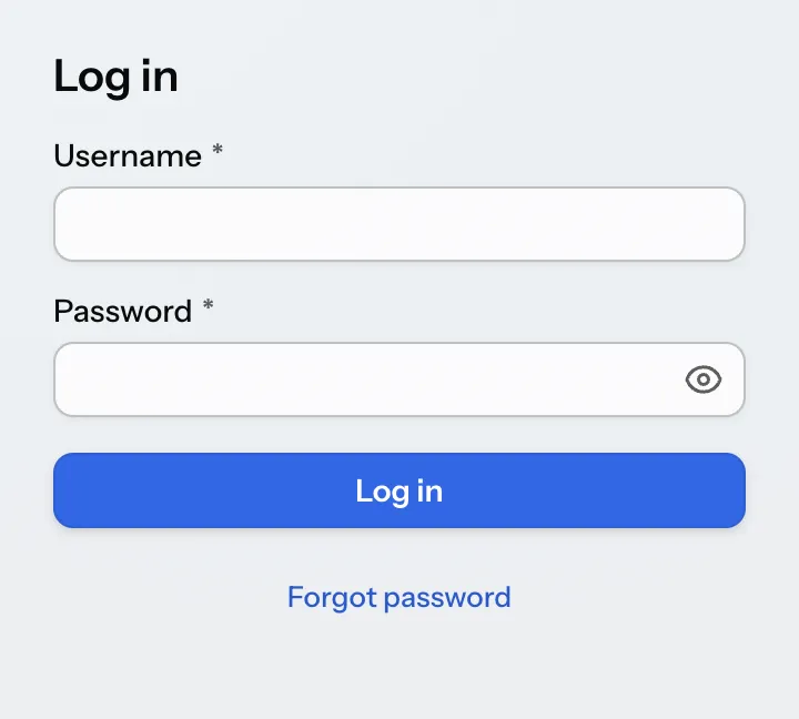 Login form using the Aura theme