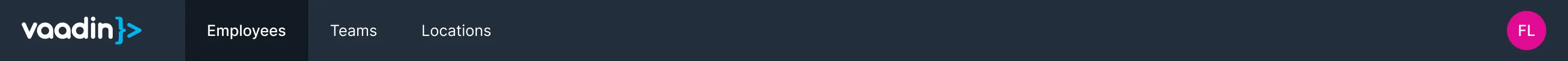 A mock-up of a web application header containing a logo